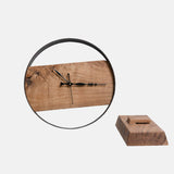 Natural Wood And Metal Finish Table Clock
