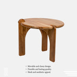 Premium Round wood side table Natural Acacia wood Finish Easy to Build