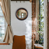 Wall Mount Mirror Madeup Of Small Bicycle Tyre With A Combination Of Rusty Look Metal