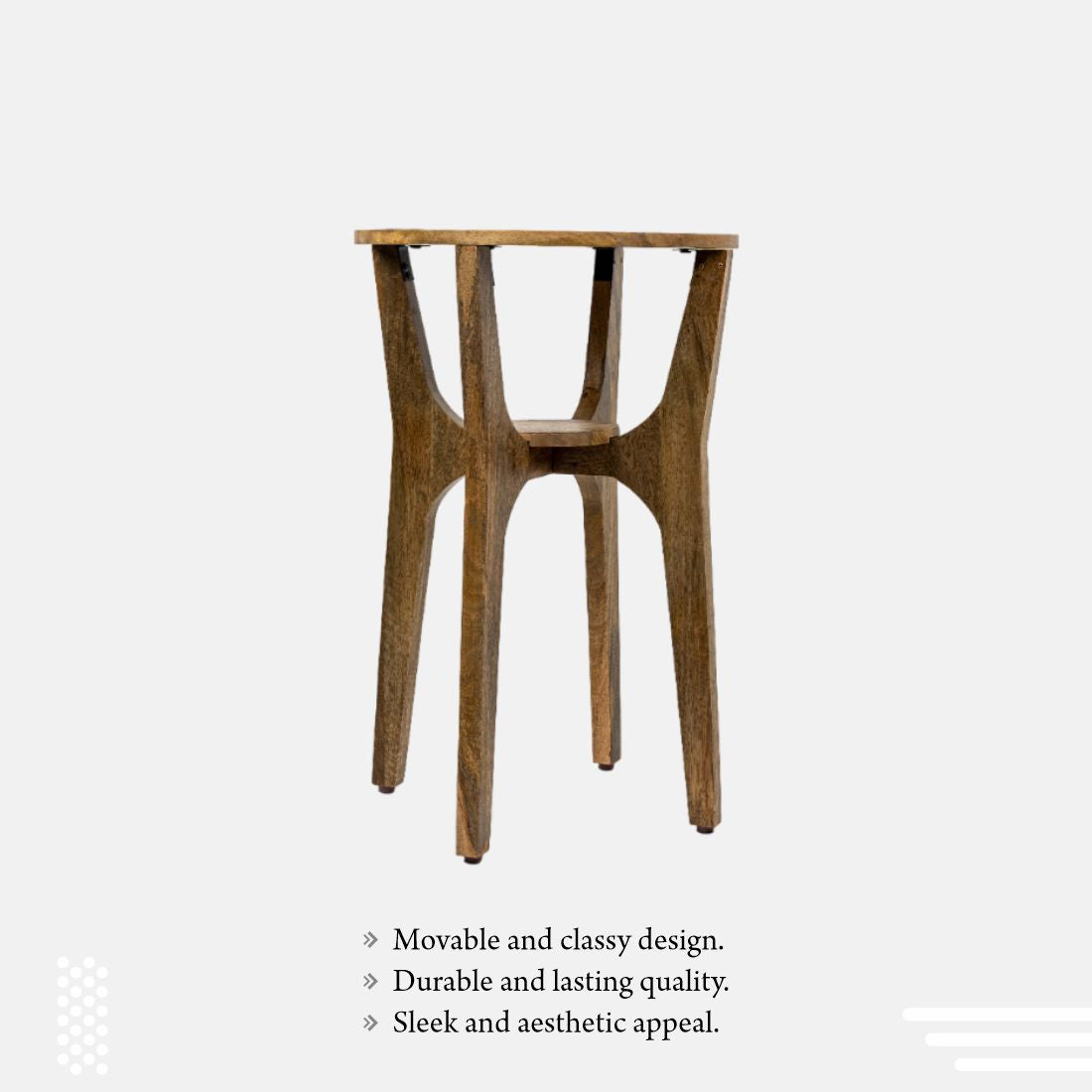 Mango Wood Light Walnut Wood Finish Side Table