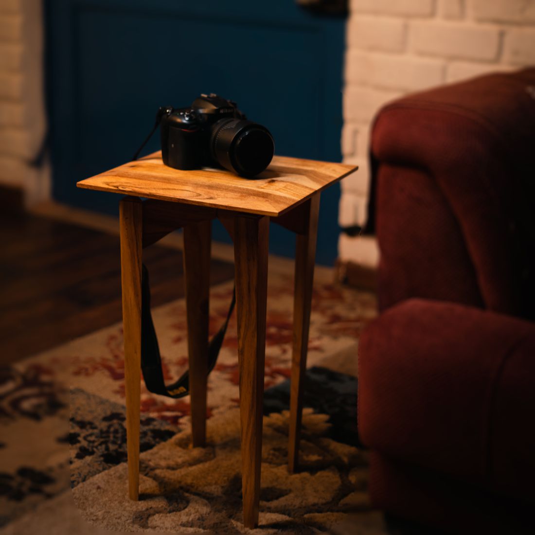 Acacia Natural Wood Side Table