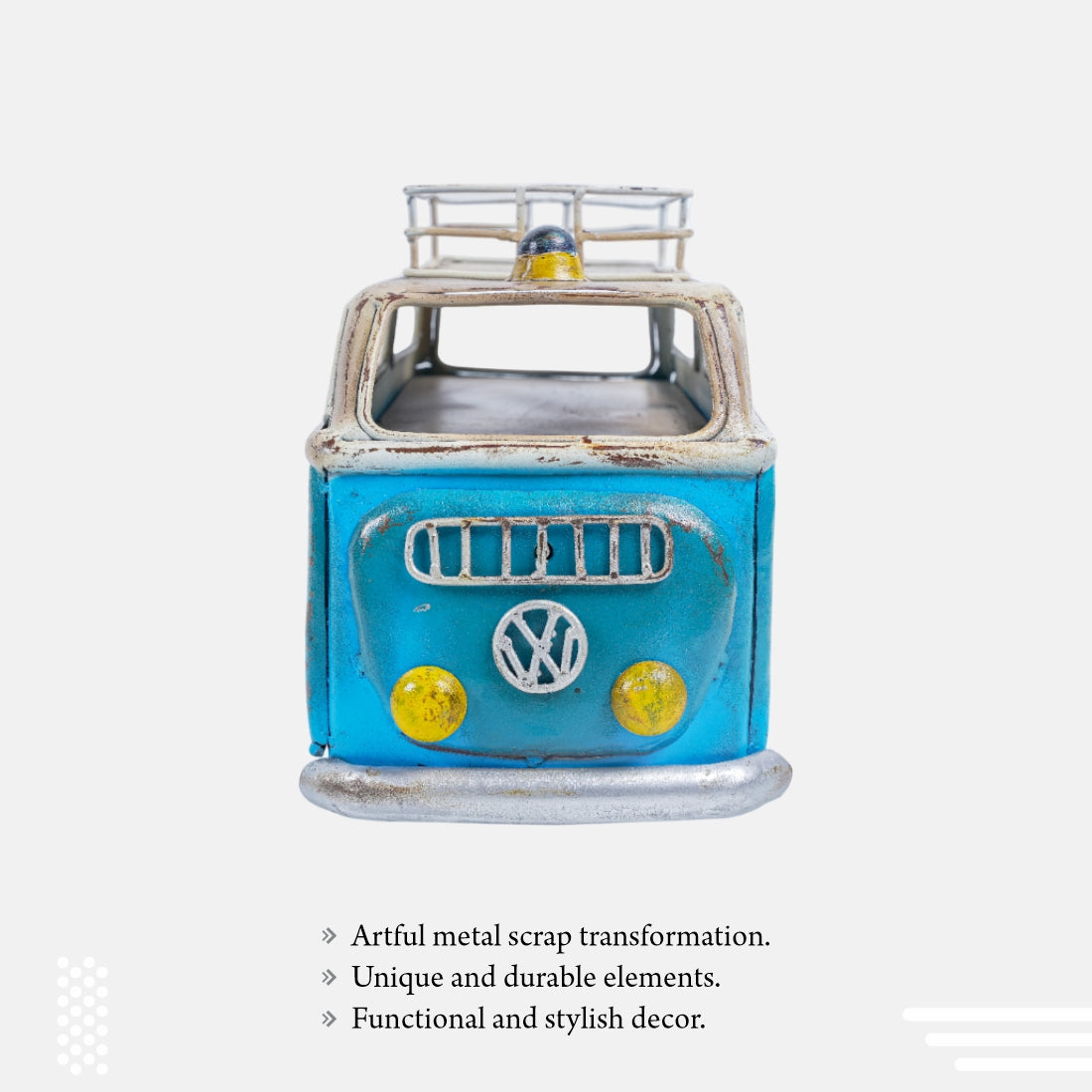 Vintage Blue And White Metal Finish Wolks Vegan Ambulance