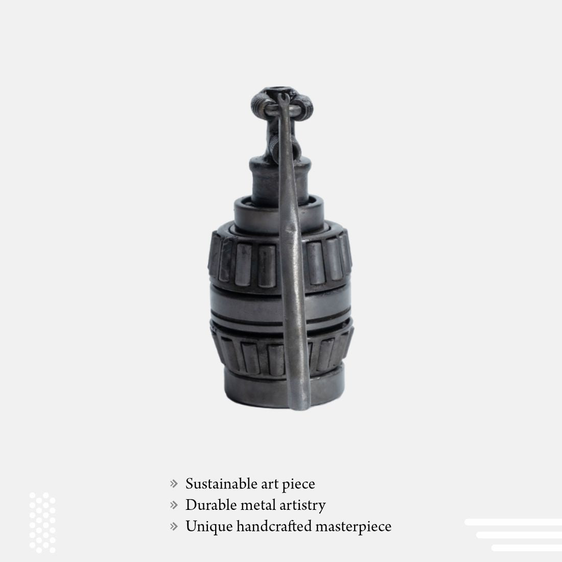 Paper Weight Made Up Of Recycled Metal In A Beautiful Shape Of Hand Granade