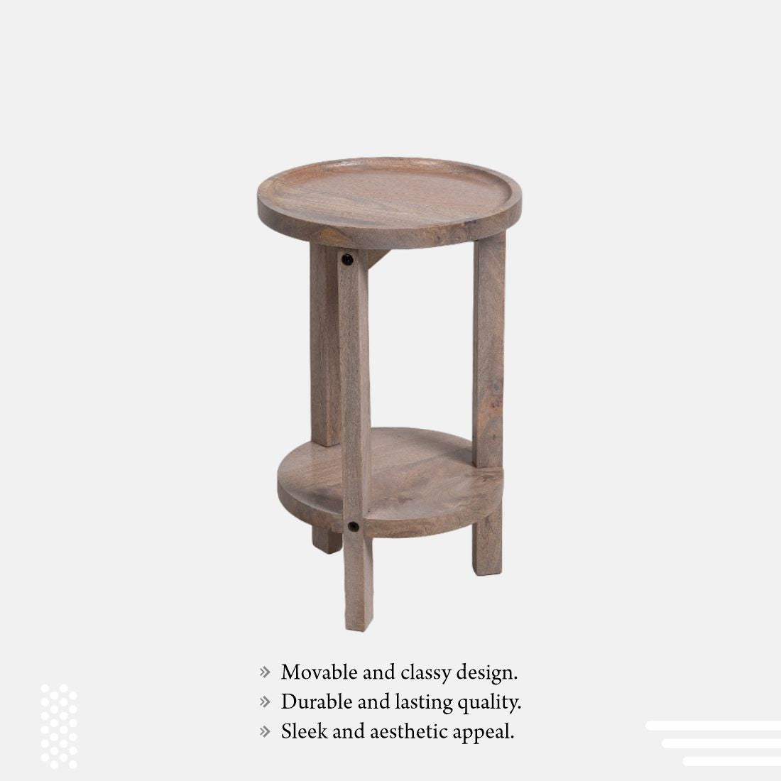 Mango Wood Smoke White Side Table